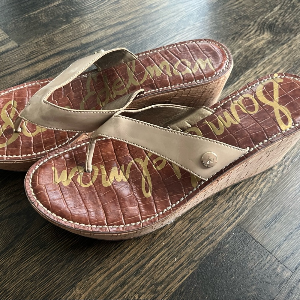 Sam Edelman Women’s Platform/Wedge Thong Sandal - Tan/Camel - size 9M